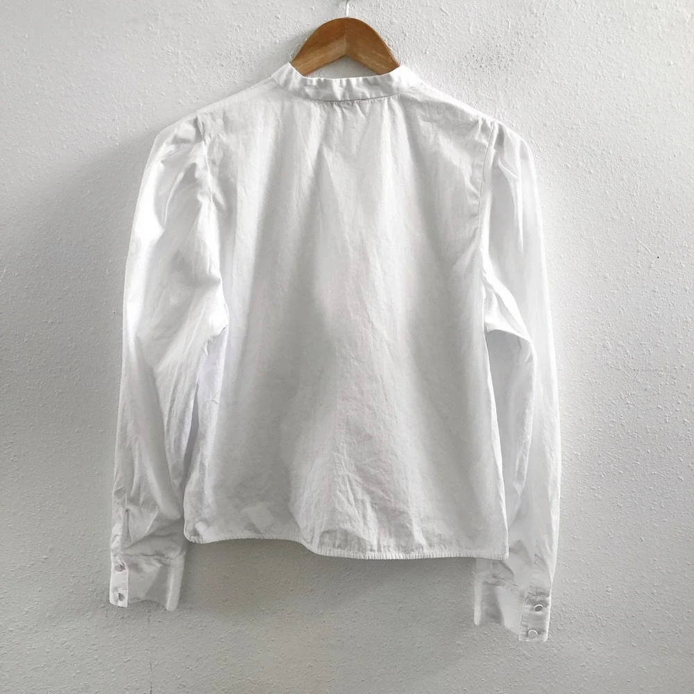 MADEWELL Paulina Cotton Poplin Band Collar Button-Up Shirt Size Medium - Picture 3 of 9